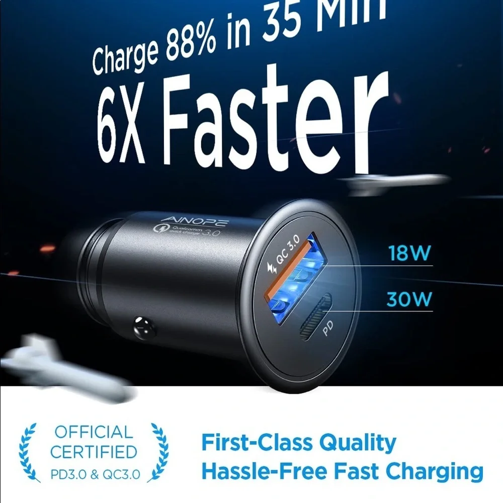AINOPE All Metal Fast USB Car Charger Adapter